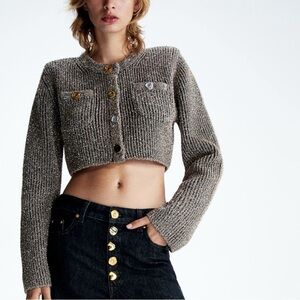 Cropped glittery cardigan